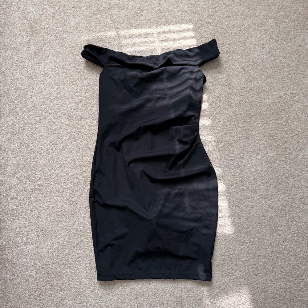 Popilush Shapewear Elegant Black One-Shoulder Dress